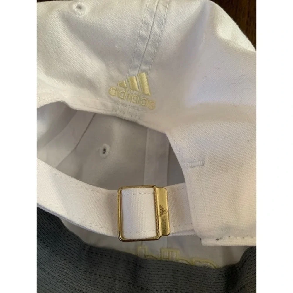 Adidas White Aeroready Adjustable Dad Hat Yellow‎ Embroidered Logo 983043-C